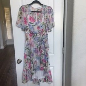 CALVIN KLEIN FLORAL RUFFLE DRESS, SZ 4